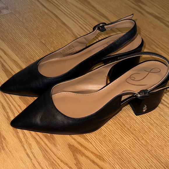 Black Slingback Block Heels - Picture 1 of 7